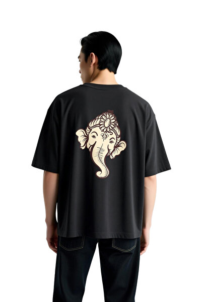 PayBuy Men's Oversize T-Shirt Ganesha Elephant Head Mandala Flower Printed Sp...