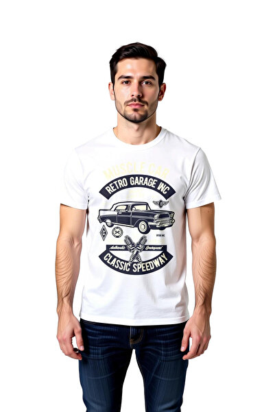 PayBuy Men's Retro Garage Classic Car Printed Short Sleeve T-Shirt 100% Cotto...