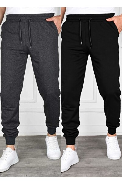 TORUK MAKTO Set of 2 Unisex Ribbed Leg Sweatpants Jogger Comfortable Fit Dail...