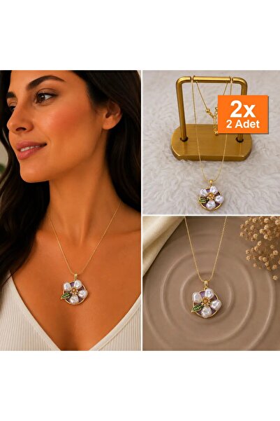 Bozhi Flower Necklace Steel Purple Minimal Elegance