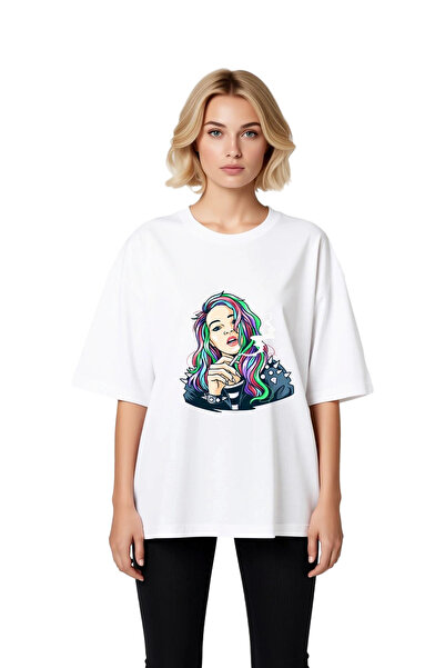 PayBuy Γυναικείο μπλουζάκι με στάμπα Rainbow Hair Punk, μεγάλου μεγέθους