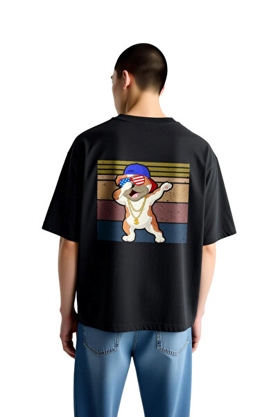 PayBuy Ανδρικό μπλουζάκι Oversize Funny Bulldog Patriot με χρυσή αλυσίδα με σ...