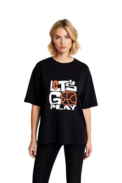 PayBuy Tricou cu mânecă scurtă cu imprimeu baschet pentru femei, supradimensi...