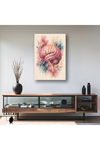 GAAGART Tekli Dikey Kanvas Tablo Renkli Suluboya Beyin Anatomisi Doktor Odası...