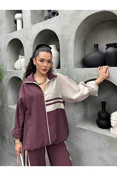 Leyal moda Γυναικείο σετ δύο τεμαχίων με λεπτομέρεια ρίγες και φερμουάρ