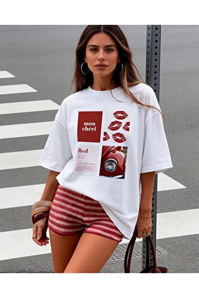 LELVANİ TRICOU ROȘU MON CHERRY LIP RED PENTRU FEMEI CU GULER ROTUND