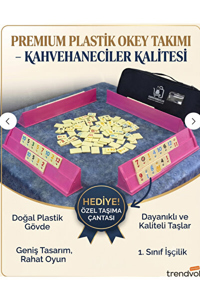 kahvehaneciler kıraathane malzemeleri Pembe Plastik Okey Takımı - Kalın Melam...