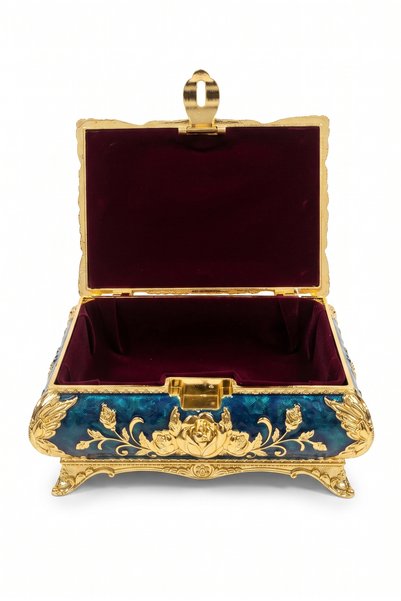 RASHA COLLECTION Vintage Peacock Gold Color Jewelry Box