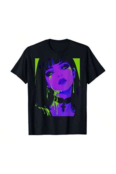 NOURAM تي شيرت Cybergoth Cybercore Grunge Punk Goth Girl Alt Anime Manga مطبو...