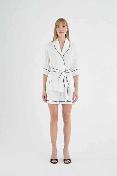 GİZZEY 21202 Women's Kimono Shorts Set