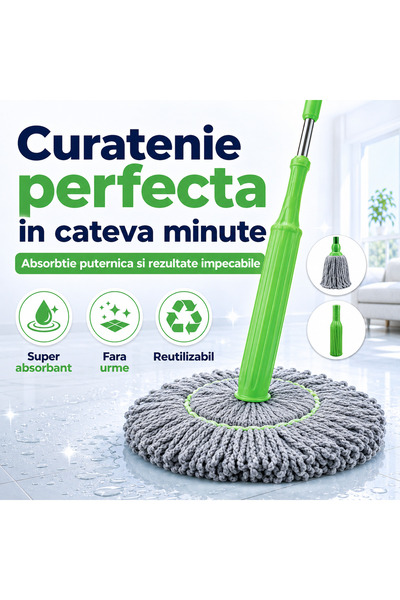 iTin Mop Absorbant -Friendly pentru Podele, Curatare Bucatarie si Baie, Reuti...