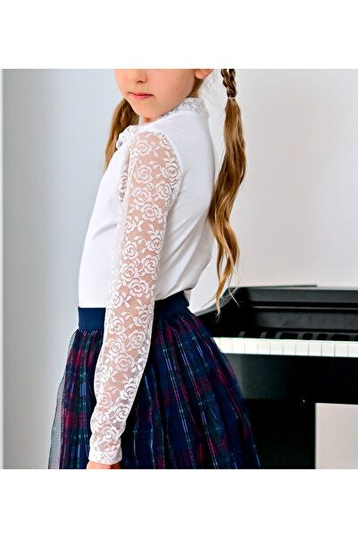 Generic Brand Uniforme scolare: bluza de scoală elegantă albă Trandafir