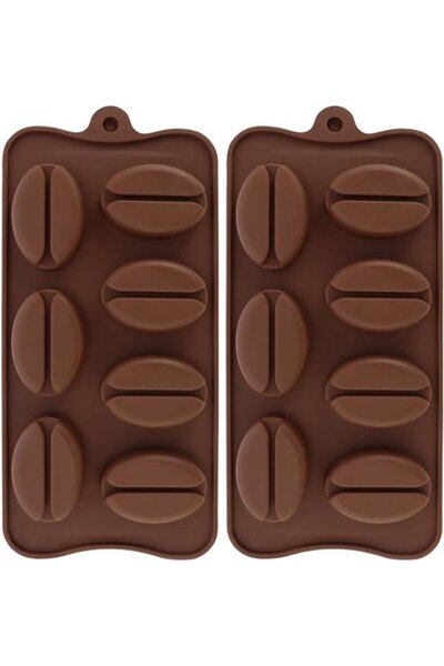 STARSTAR Silicone chocolate mold set (2 pieces), coffee bean shape, brown.