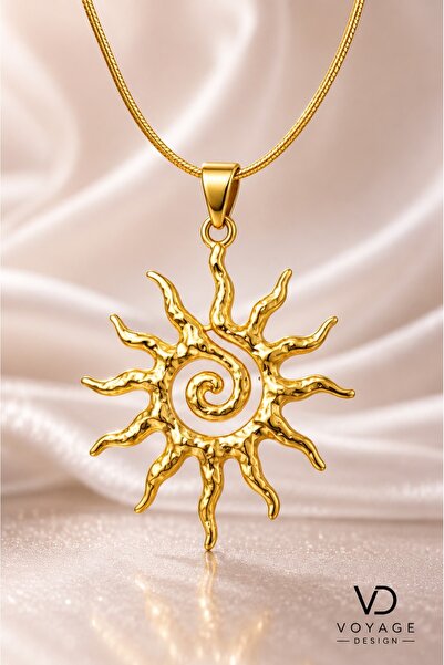 voyageaccessory Stainless Steel Mystic Bohemian Style Spiral Sun Pendant