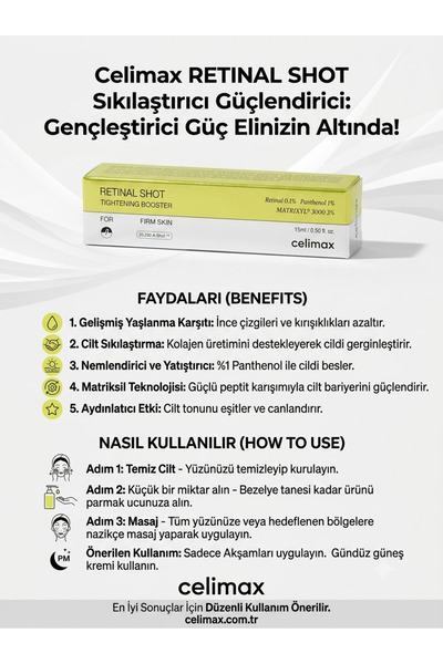 ASLANKAR RETINAL SHOT yaşlanma karşıtı , cilt sıkılaştırıcı, nemlendirici ve ...