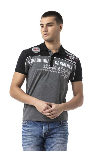 Cipo & Baxx Men's Regular Fit Polo Collar Printed T-Shirt with Text Detail Sh...