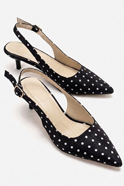 İX Puantina Women's Polka Dot Low Heel Pointed Toe Shoes 4cm