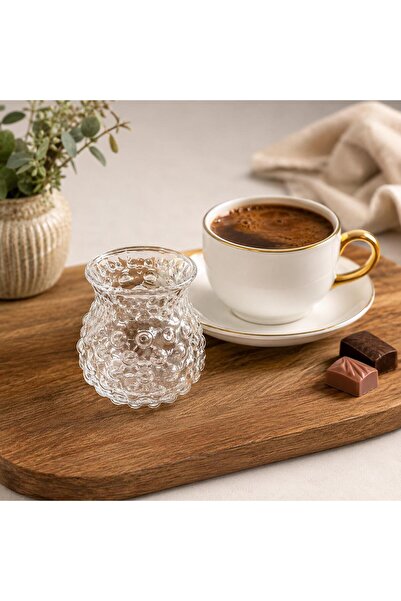 DİLAY HOME Set of 6 Embossed Coffee Water Glasses Presentation Glasses
