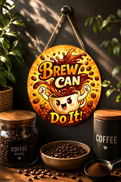 Mayeka Brew Can Do It Motivaciona šolja sa crtanim likom Okrugli MDF sto Kafa