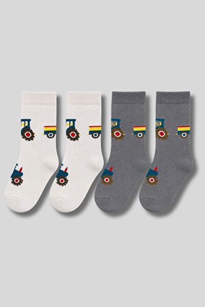 aw adawhite Children's 4-Pack Cotton Patterned Socks