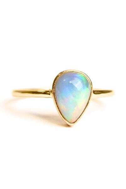 craftmystic Δαχτυλίδι από ασήμι 925 επιχρυσωμένο 18K με δάκρυ φεγγαρόπετρα - ...