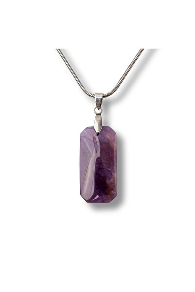 craftmystic Titanium necklace with rectangular purple chalcedony - Harmony, t...