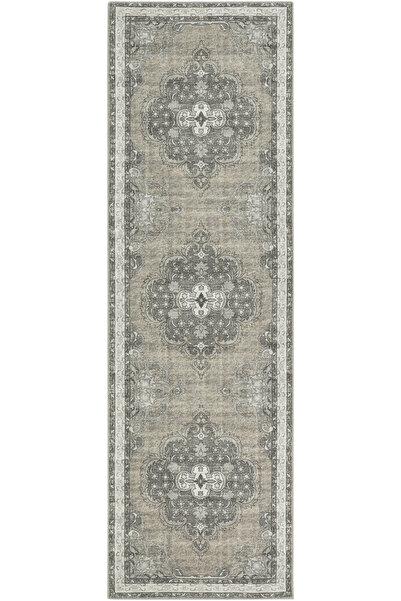 Cool Halı Private XW Yeşil Gri Vintage Koridor Halısı Eskitme Desen İnce Şöni...