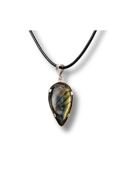 craftmystic Necklace with Natural Labradorite in the Shape of a Drop - Protec...