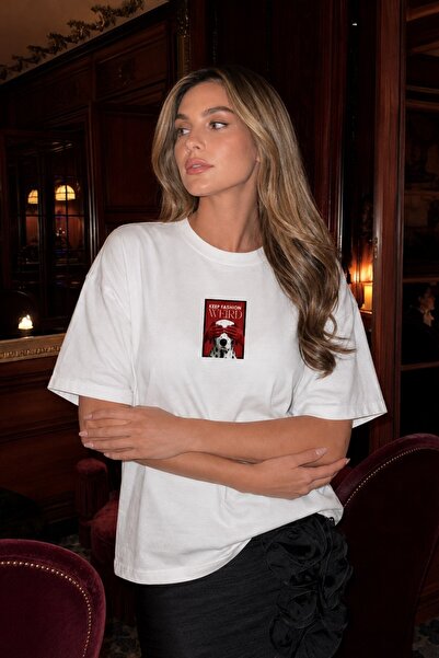 GIA - ART Women's Oversize T-Shirt Weird Fashion Printed White – Crew Neck, C...