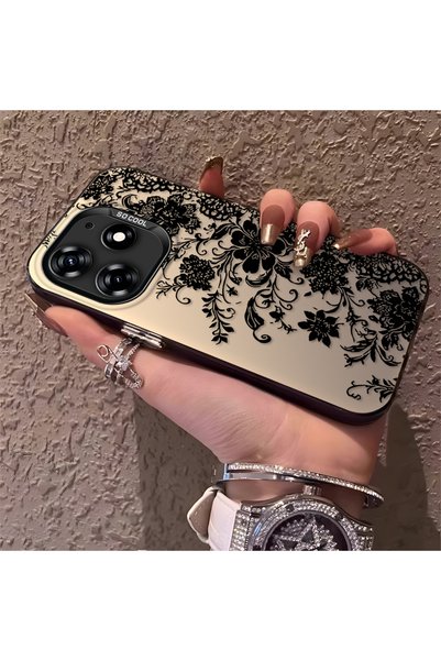 CHICASELUX Elegant Black Lace Flower Pattern Case for Tecno Spark 10 Pro Comp...