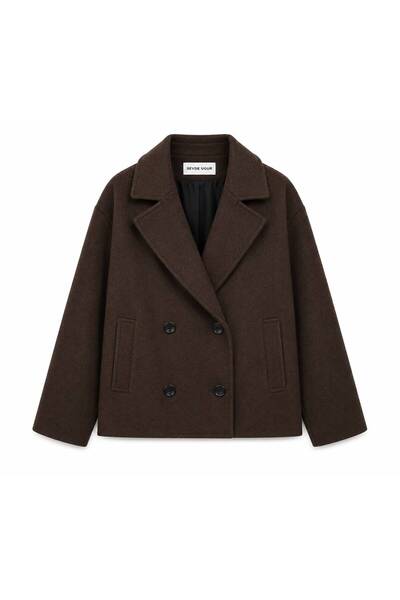 SevdeUgur Short Brown Coat - Brown-