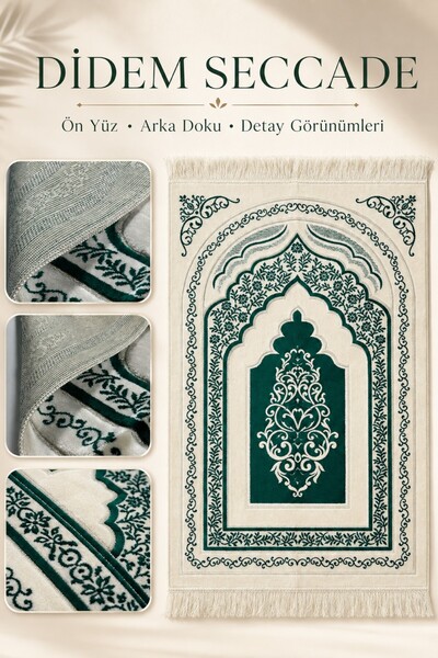 İlkbenaldim Didem Prayer Rug Lined with Velvet, Soft Textured, Hajj and Umrah...