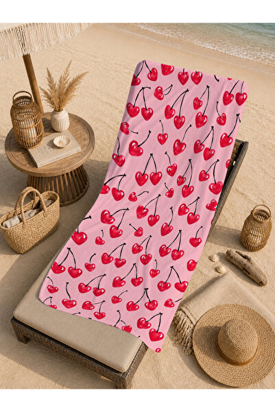 Evmila Pop Art Retro Pink Red Cherry Patterned 70x150 Prosop de plajă - Proso...
