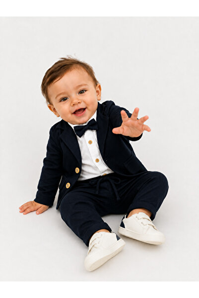 tinytrends Erkek Bebek Zıbınlı Gömlek Papyonlu Takım Elbise