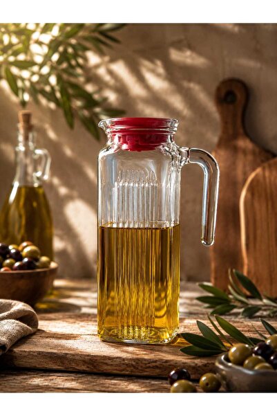 Paşabahçe Frigo Kırmızı Kapak 1000 ml Cam Yağdanlık
