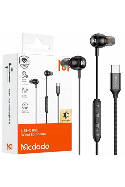 Mcdodo Căști cu fir cu microfon intraauriculare USB-C RGB pentru telefoane
