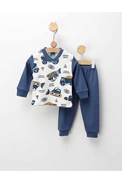 MiniKids Πιτζάμες Work In Progress, λευκό-μπλε