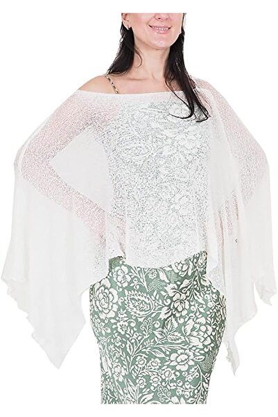 IKATYARN Mimosa Ladies Crochet Poncho Lace Fish Net Batwing Wrap Beach Cover Up