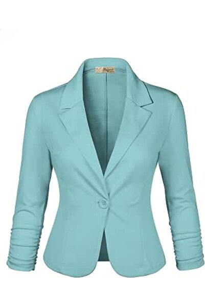Hybrid & Company Women Double Notch Lapel Sharp Shoulder Pad Office Blazer | ...