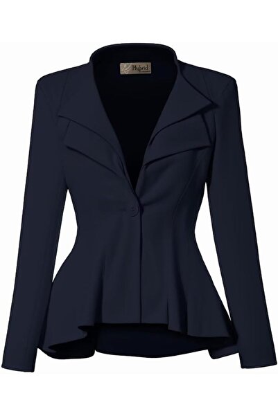 Hybrid & Company Women Double Notch Lapel Sharp Shoulder Pad Office Blazer | ...