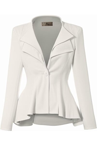 Hybrid & Company Women Double Notch Lapel Sharp Shoulder Pad Office Blazer | ...