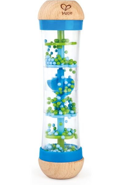 hapeed Hape Beaded Raindrops | Mini Wooden Musical Shake & Rattle Rainmaker T...