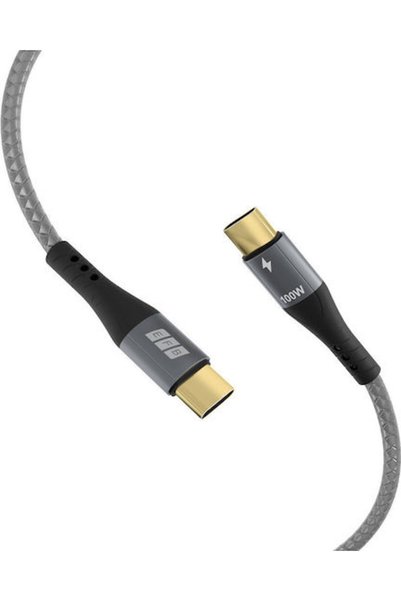 EFB Πλεγμένο Καλώδιο USB 2.0 USB-C Αρσενικό - USB-C 100W PD Γκρι 3μ