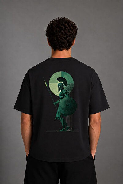 VSRN Tricou oversize negru cu imprimeu pe spate Shielded Knight Design