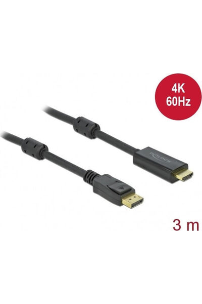 DELOCK Καλώδιο DisplayPort αρσενικό - HDMI αρσενικό 3μ Μαύρο (85957)