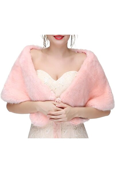 GENERAL Faux Fur Shawl Wrap Stole Shrug Winter Bridal Wedding Cover Up