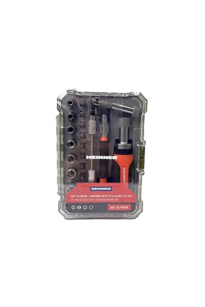 Heinner 35-Piece Ratcheting Screwdriver Set with Bits and Accessories