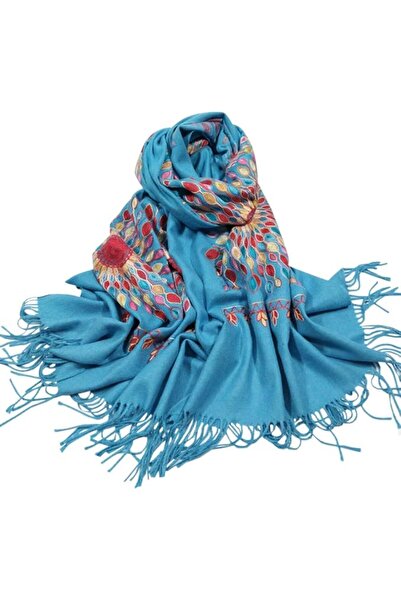 Urban CoCo Women's Embroidered Oversize Tassel Shawl Scarf
