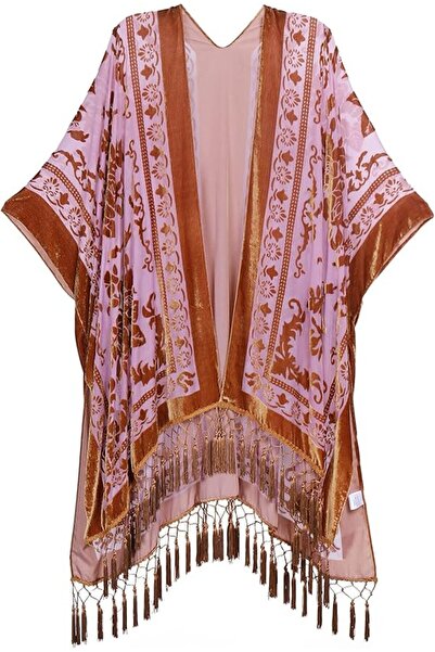 MJP MJ SERECA Women's Burnout Velvet Kimono Long Cardigan Cover Up Without Ta...