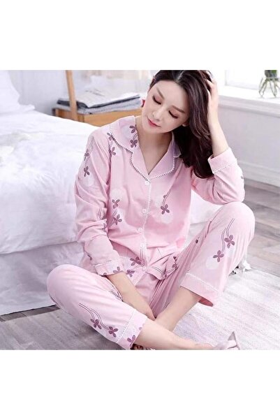 GENERAL Women'S Pajamas Cotton Pajama Set Long Sleeve Top + Pants